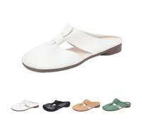 Generico 2025 Women's Soft Sole Knot Mules,Cut Out Design Flat Mules for Women,Lightweight Round Toe Backless Non-Slip Sandals (White,37)