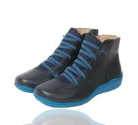 Generico 2025 Women's Vintage Casual Short Ankle Boots Support Fashion No Heel Lace Up Side Zipper Retro Leather Booties Comfy Damping Slip On Flat Shoes (3,43)