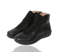 Generico 2025 Women's Vintage Casual Short Ankle Boots Support Fashion No Heel Lace Up Side Zipper Retro Leather Booties Comfy Damping Slip On Flat Shoes (4,39)