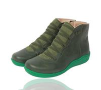 Generico 2025 Women's Vintage Casual Short Ankle Boots Support Fashion No Heel Lace Up Side Zipper Retro Leather Booties Comfy Damping Slip On Flat Shoes (1,39)