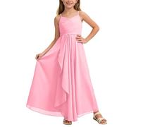 Generico 2026 Abito Lungo in Chiffon svolazzante per Ragazze, Damigella d'Onore Junior, Abito da Sposa, Abito da Cerimonia (RD1, 13-14 Years)