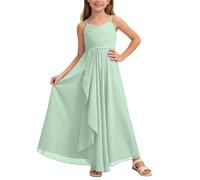 Generico 2026 Abito Lungo in Chiffon svolazzante per Ragazze, Damigella d'Onore Junior, Abito da Sposa, Abito da Cerimonia (Green, 12-24 Months)