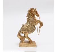 Generico 2026 Anno di Ricchezza di Cavallo in Resina Statua Ornamenti d'oro per Scaffale da scrivania per attirare fortuna e ricchezza