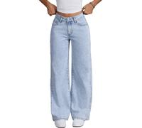 Generico 2026 Baggy Jeans for Teen Girls Woman Bow Jeans High Waist Wide Leg Loose Pants Casual Cute Clothes (Blue,L)