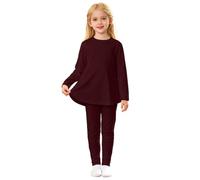 Generico 2026 Bambina Due Pezzi Top Maniche Lunghe con Gonna e Pantaloni Tinta Unita Pastello Abbigliamento Casual Quotidiano Neonate Bimbe (4-5 Years)
