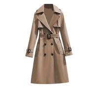 Generico 2026 Cappotto Lungo Donna Parkatrench Impermeabile Donna Casual Slim Doppiopetto Giacca A Vento Elegante Cappotto di Transizione per La Primavera E L'Autunno S-3XL (1-Khaki, XL)