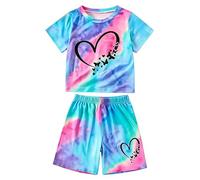 Generico 2026 Casual Due Pezzi Stampa Cuori per Bambina con Pantaloni abbinati Set Comodo per Scuola Tempo Libero e attività all'aperto vestibilità Morbida Adatta Ogni Stagione