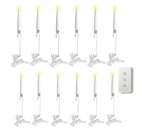Generico 2026 Clip On Candles for Christmas Trees, Flameless Battery-Operated with Remote - 6 Shapes for Christmas Tree & Party Decor, Safe for Kids/Pets (Elk,12Pcs)