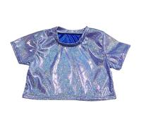 Generico 2026 E Shine Girls Performance Top Glitter Sequin Stretch Crop Tee per Danza Ginnastica da Cheerleading Festa (Blue, 13-14 Years)