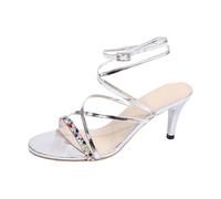 Generico 2026 Eleganti sandali con tacco alto e cinturini, con dettagli in strass e punta affusolata, tacco a spillo sottile, perfetti per occasioni formali e serali.