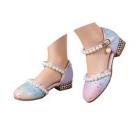 Generico 2026 Eleganti sandali da bambina con perle glitterate e cinturino a T con fibbia regolabile, perfetti per un look alla moda di tutti i giorni