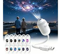 Generico 2026 HD Smart Dynamic 5D Holographic Night Light Projector, 2-in-1 Galaxy Star Projector Light with 3/6/12/24 Sliding Projection Films, Plug-and-Play, 360° Adjustable, USB Powered (12PCS)