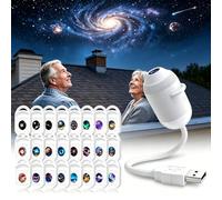 Generico 2026 HD Smart Dynamic 5D Holographic Night Light Projector, 2-in-1 Galaxy Star Projector Light with 3/6/12/24 Sliding Projection Films, Plug-and-Play, 360° Adjustable, USB Powered (24PCS)