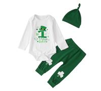 Generico 2026 Il Mio Primo Vestito per Neonato di San Patrizio, Luky Clver, con Stampa a Maniche Lunghe, Pantaloni e Cappello. Set di Vestiti per Neonati