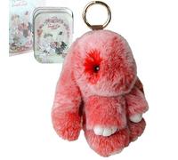 Generico 2026 New Bunny Keychain with Tin - Soft Fluffy Handmade Rabbit Keychain, Easter Basket Stuffer, Cute Easter Gift Key Chain (#G)