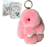 Generico 2026 New Bunny Keychain with Tin - Soft Fluffy Handmade Rabbit Keychain, Easter Basket Stuffer, Cute Easter Gift Key Chain (#O)
