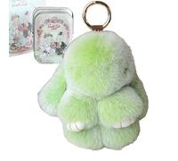 Generico 2026 New Bunny Keychain with Tin - Soft Fluffy Handmade Rabbit Keychain, Easter Basket Stuffer, Cute Easter Gift Key Chain (#F)