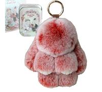 Generico 2026 New Bunny Keychain with Tin - Soft Fluffy Handmade Rabbit Keychain, Easter Basket Stuffer, Cute Easter Gift Key Chain (#A)