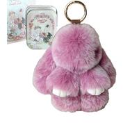 Generico 2026 New Bunny Keychain with Tin - Soft Fluffy Handmade Rabbit Keychain, Easter Basket Stuffer, Cute Easter Gift Key Chain (#L)