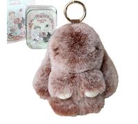 Generico 2026 New Bunny Keychain with Tin - Soft Fluffy Handmade Rabbit Keychain, Easter Basket Stuffer, Cute Easter Gift Key Chain (#B)