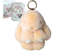 Generico 2026 New Bunny Keychain with Tin - Soft Fluffy Handmade Rabbit Keychain, Easter Basket Stuffer, Cute Easter Gift Key Chain (#J)