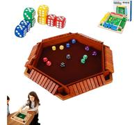 Generico 2026 New Four-Sided Flip Card Game Toys, with 8 Dice, 4 Sided Family Math for 2-4 Players, Enhancing Mathematical and Decision-Making Skills (Hexagonal brown)