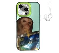 Generico 2026 New Funny Monkey Drinking Juice Phone Case, All-Inclusive Shockproof TPU Protective Cover, Compatible with iPhone 17 Pro Max to 11 Series (Green,for iPhone 17 Air)