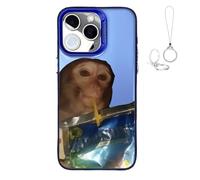 Generico 2026 New Funny Monkey Drinking Juice Phone Case, All-Inclusive Shockproof TPU Protective Cover, Compatible with iPhone 17 Pro Max to 11 Series (Blue,for iPhone 16 Pro)
