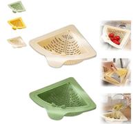 Generico 2026 New Magnetic Triangular Sink Corner Rack - Twist-Open Knob Drain Basket, Press to Dump, Food Waste Catcher & Sponge Holder (Green+White)