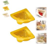 Generico 2026 New Magnetic Triangular Sink Corner Rack - Twist-Open Knob Drain Basket, Press to Dump, Food Waste Catcher & Sponge Holder (Yellow)