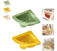 Generico 2026 New Magnetic Triangular Sink Corner Rack - Twist-Open Knob Drain Basket, Press to Dump, Food Waste Catcher & Sponge Holder (Yellow+Green)