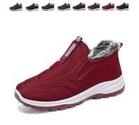 Generico 2026 New Men's Winter Warm Fur Lined Slip-On Snow Boots with Arch Support - Lightweight Water Resistant Non-Slip Outdoor Boots (Red,42)