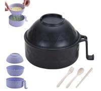 Generico 2026 New Microwave Safe Ramens Bowl,Microwave ramen Bowl With Lid,with Chopsticks,Spoon and Fork,Ramen Cooker with Handles for Dorm Room College Apartment Essentials (Black)