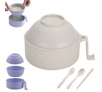 Generico 2026 New Microwave Safe Ramens Bowl,Microwave ramen Bowl With Lid,with Chopsticks,Spoon and Fork,Ramen Cooker with Handles for Dorm Room College Apartment Essentials (Beige)
