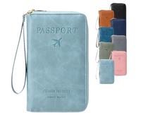 Generico 2026 New MultiFunctional RFID Passport Wallet,Rfid Passport Holder For Travel with Safe Zipper for Credit Cards,Tickets,Travel Wallet for Men & Women (Sky blue)