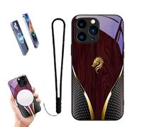 Generico 2026 New Personalized Wood Grain Dragon Compatible, Dragon Pattern Glass Silicone Shockproof Cover, Magnetic Wireless Charging, for Iphone 17/16/15/14/13 (16 Pro Max,Red)