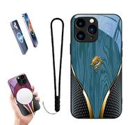 Generico 2026 New Personalized Wood Grain Dragon Compatible, Dragon Pattern Glass Silicone Shockproof Cover, Magnetic Wireless Charging, for Iphone 17/16/15/14/13 (13 Pro,Blue)