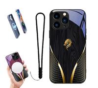 Generico 2026 New Personalized Wood Grain Dragon Compatible, Dragon Pattern Glass Silicone Shockproof Cover, Magnetic Wireless Charging, for Iphone 17/16/15/14/13 (14,Black)
