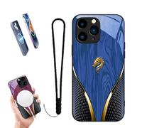 Generico 2026 New Personalized Wood Grain Dragon Compatible, Dragon Pattern Glass Silicone Shockproof Cover, Magnetic Wireless Charging, for Iphone 17/16/15/14/13 (16 Pro,Navy Blue)