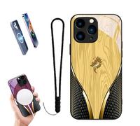 Generico 2026 New Personalized Wood Grain Dragon Compatible, Dragon Pattern Glass Silicone Shockproof Cover, Magnetic Wireless Charging, for Iphone 17/16/15/14/13 (13 Pro,Gold)