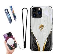 Generico 2026 New Personalized Wood Grain Dragon Compatible, Dragon Pattern Glass Silicone Shockproof Cover, Magnetic Wireless Charging, for Iphone 17/16/15/14/13 (17 Pro,White)