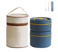 Generico 2026 New Portable Insulated Lunch Container Set, 2/3/4 Tier Stackable 304 Stainless Steel Portable Insulated Lunch Box, for Work Picnics Camping (Blue,Double-Layer)