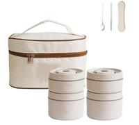 Generico 2026 New Portable Insulated Lunch Container Set, 2/3/4 Tier Stackable 304 Stainless Steel Portable Insulated Lunch Box, for Work Picnics Camping (Beige,Four-Layer)