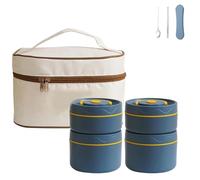 Generico 2026 New Portable Insulated Lunch Container Set, 2/3/4 Tier Stackable 304 Stainless Steel Portable Insulated Lunch Box, for Work Picnics Camping (Blue,Four-Layer)