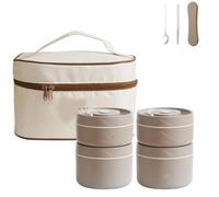 Generico 2026 New Portable Insulated Lunch Container Set, 2/3/4 Tier Stackable 304 Stainless Steel Portable Insulated Lunch Box, for Work Picnics Camping (Brown,Four-Layer)