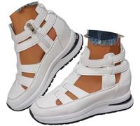 Generico 2026 New Side Zipper Comfortable Lightweight Wedge Sandals Women's Closed Toe Wedge Sandals Orthopedic Sneakers (White,43)