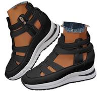 Generico 2026 New Side Zipper Comfortable Lightweight Wedge Sandals Women's Closed Toe Wedge Sandals Orthopedic Sneakers (Black,40)