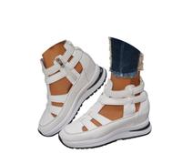 Generico 2026 New Side Zipper Comfortable Lightweight Wedge Sandals, Women's Hollow Out Breathable Platform Wedge Sandals Sneakers (White,38)