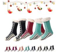 Generico 2026 New Upgraded version Ultra-Thick Cashmere Slipper Home Socks,Non Slip Comfy Warm,Christmas Socks (3pcs-b)