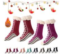 Generico 2026 New Upgraded version Ultra-Thick Cashmere Slipper Home Socks,Non Slip Comfy Warm,Christmas Socks (2pcs-g)